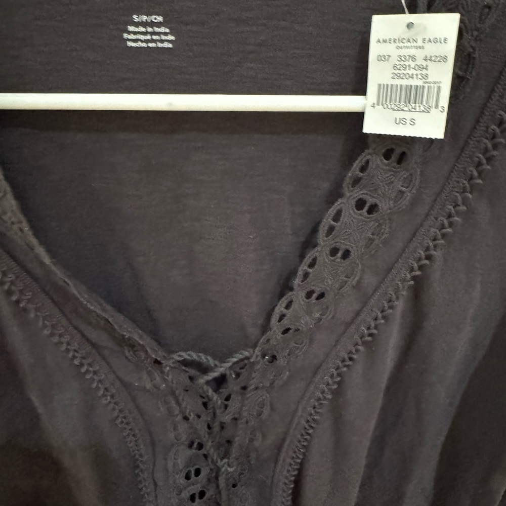 American Eagle Outfitters Charcoal Lace-Up Blouse - Picture 7 of 9